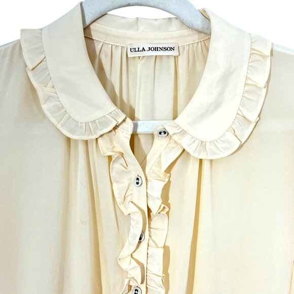 Ulla Johnson Philipa Silk Button Front Shirt Blanc Ivory Size 2 Pre-Loved $425 - Picture 2 of 5